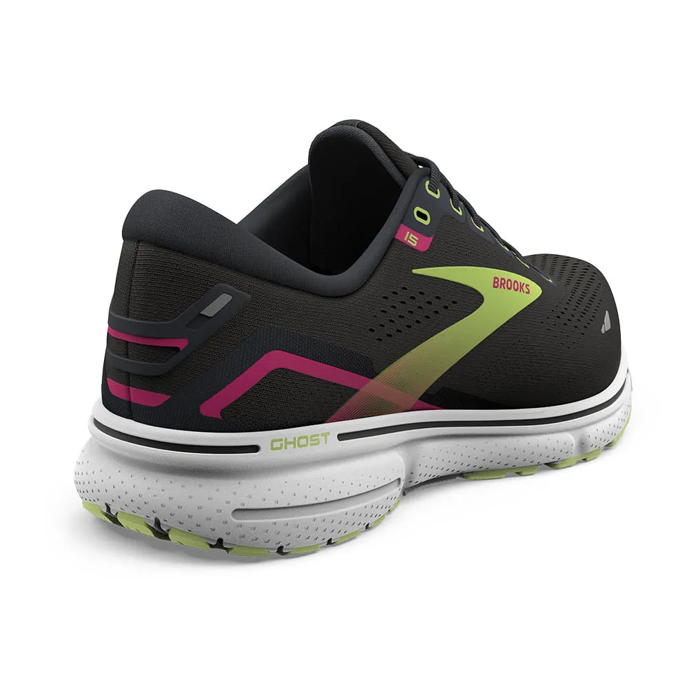 Brooks Ghost 15 (Womens) - Black/Ebony/Sharp Green