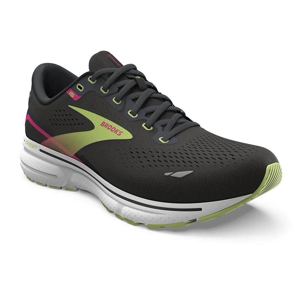 Brooks Ghost 15 (Womens) - Black/Ebony/Sharp Green