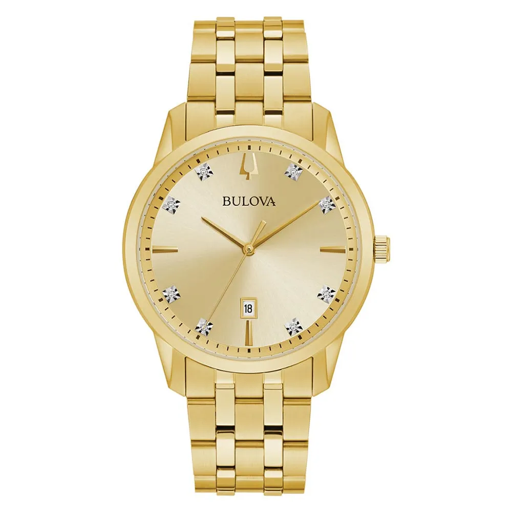 Bulova Classic Diamond Gold Steel Men's Watch - 97D123