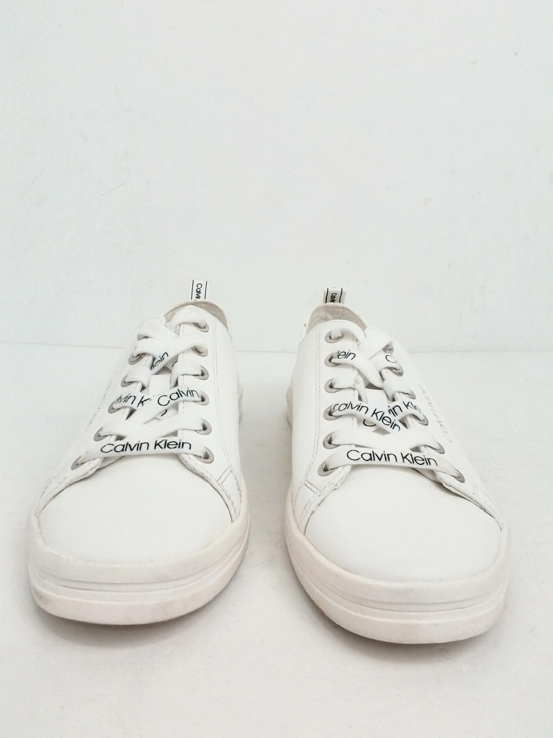 Calvin Klein Women's White Leather Sneakers Size 9.5