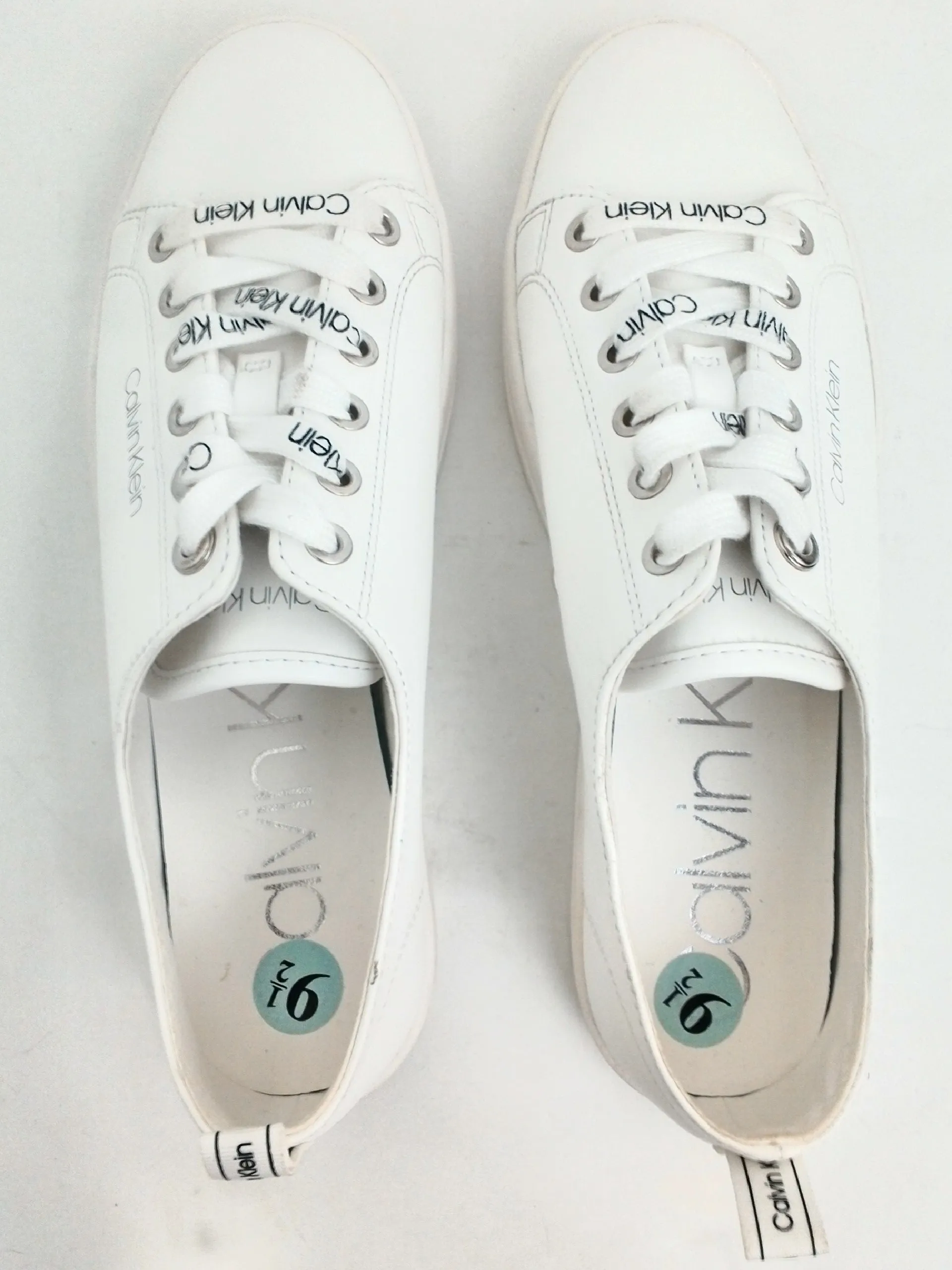 Calvin Klein Women's White Leather Sneakers Size 9.5