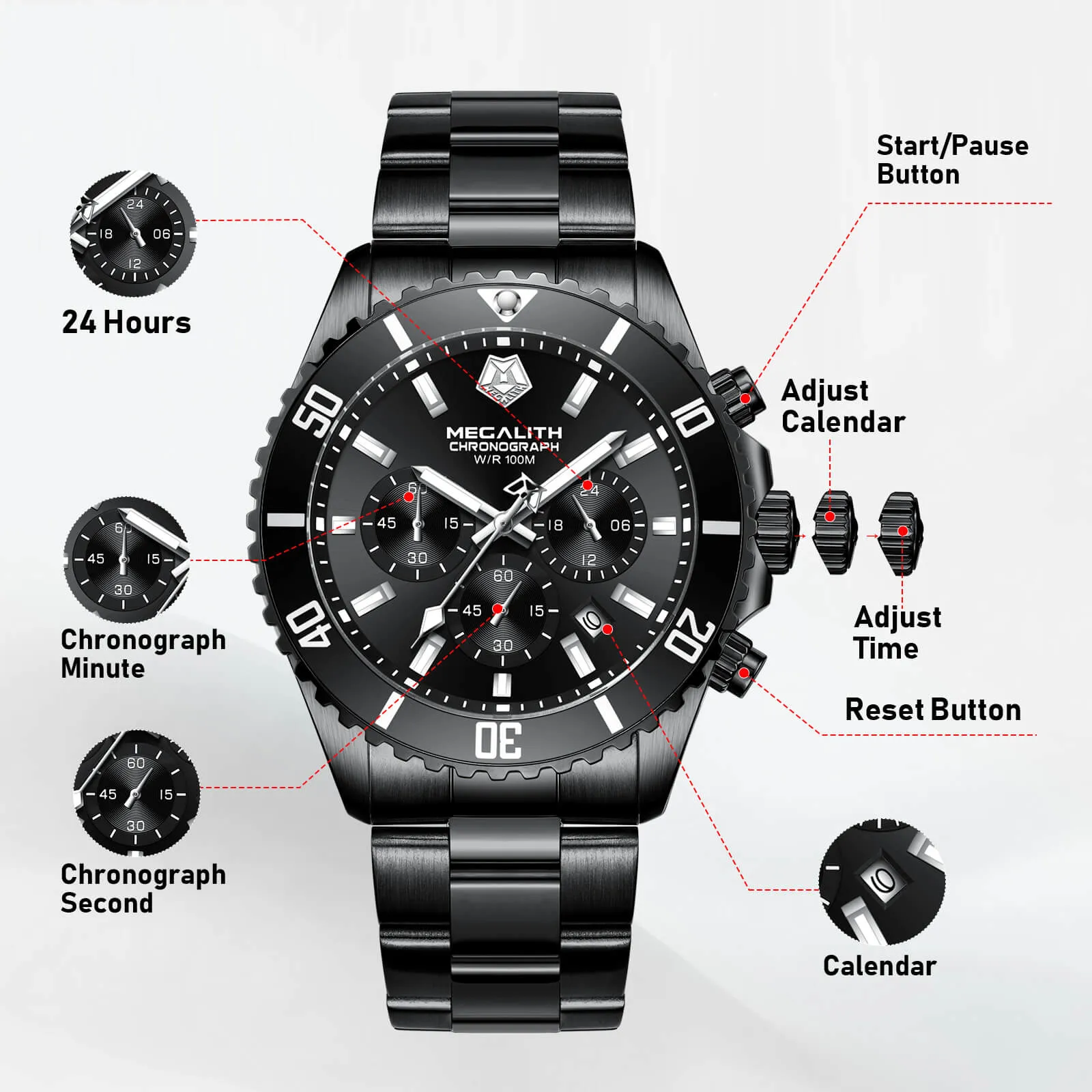 Chronograph Watch | Solid Steel | 8394M