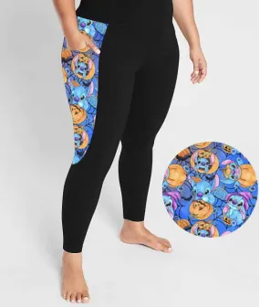 Creepy Cute Stitch or Treats - Adult Casual Thigh Pocket Cloud Soft Leggings