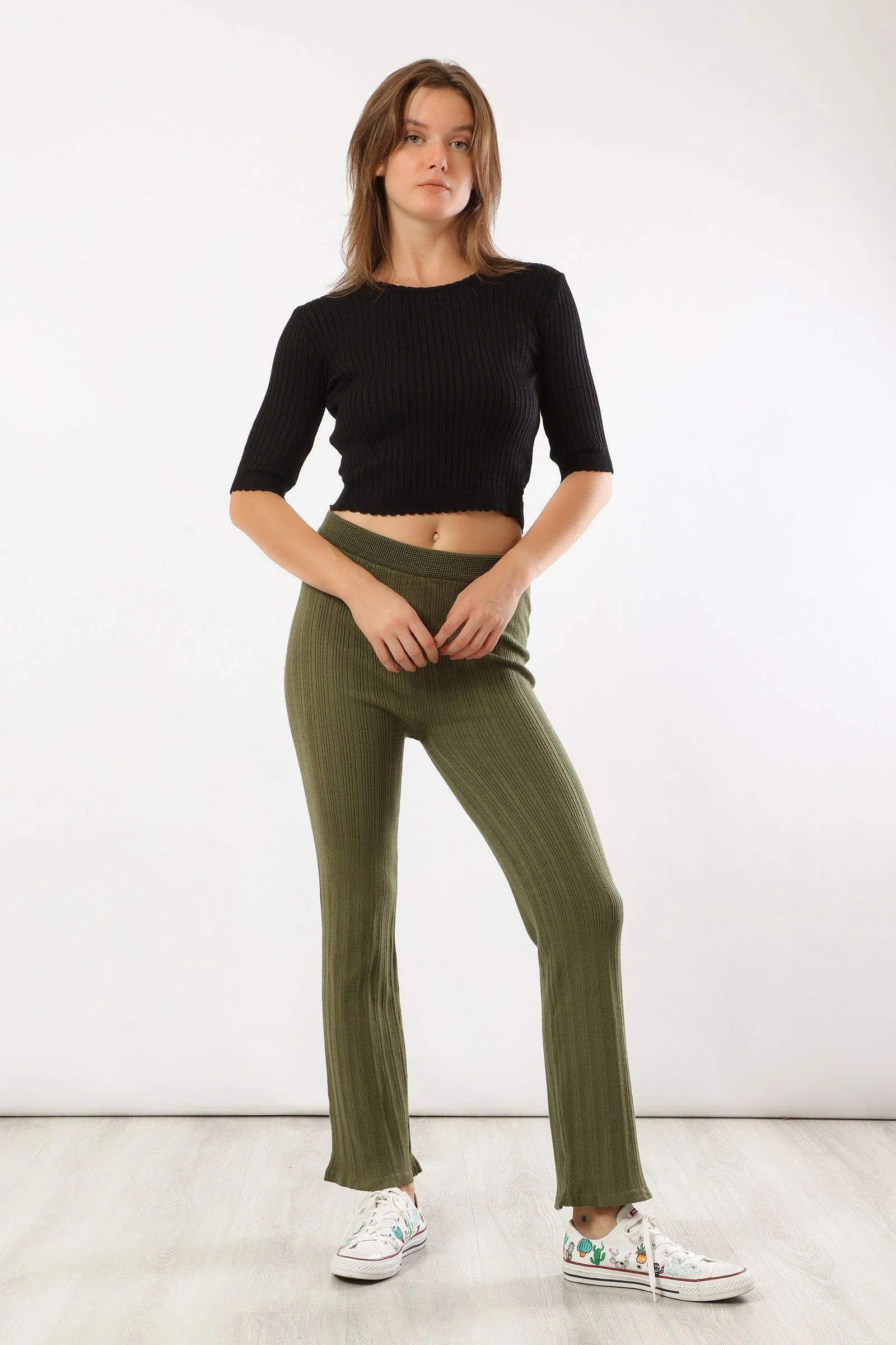 Cropped Ribbed Pullover