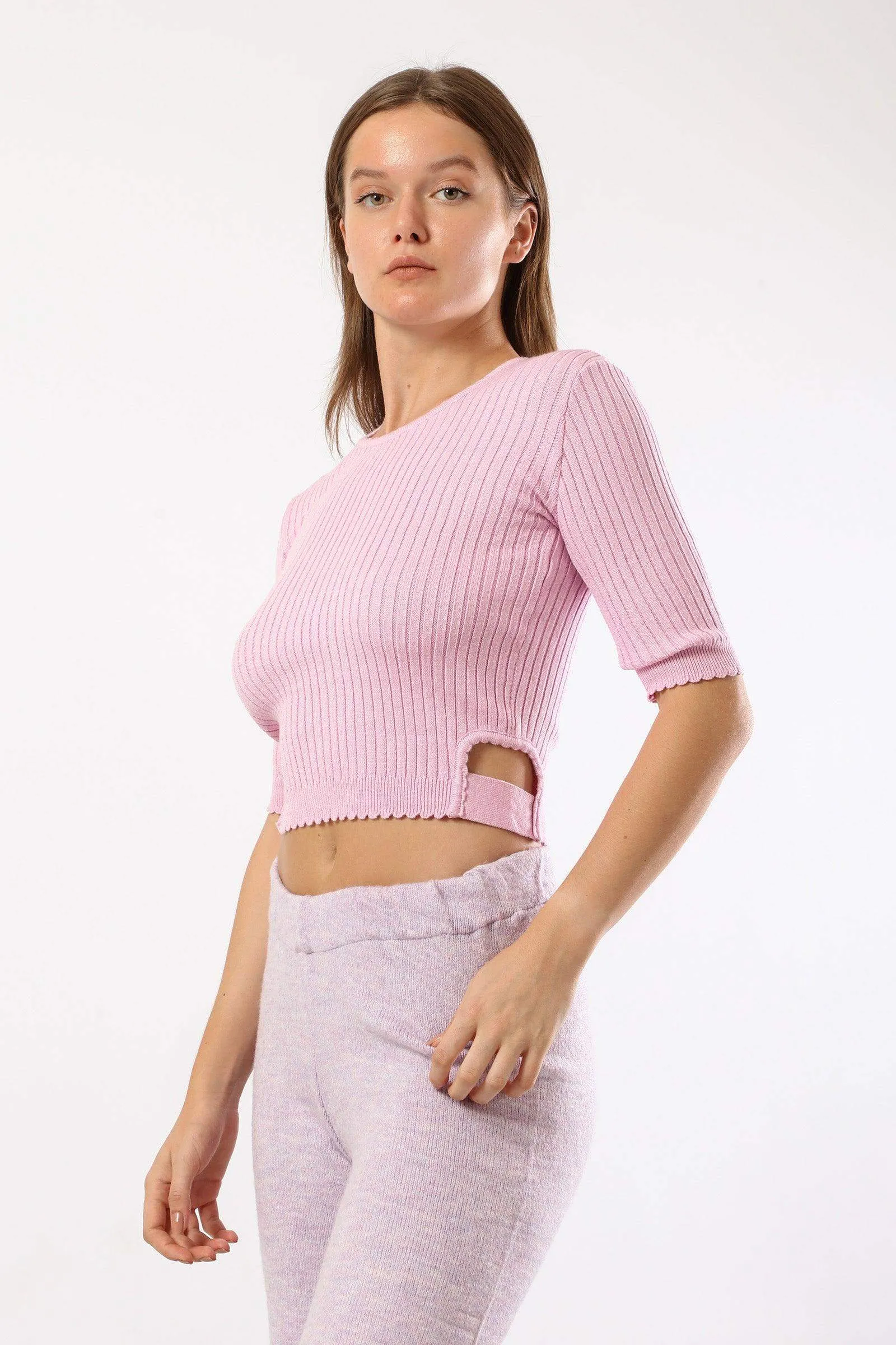 Cropped Ribbed Pullover