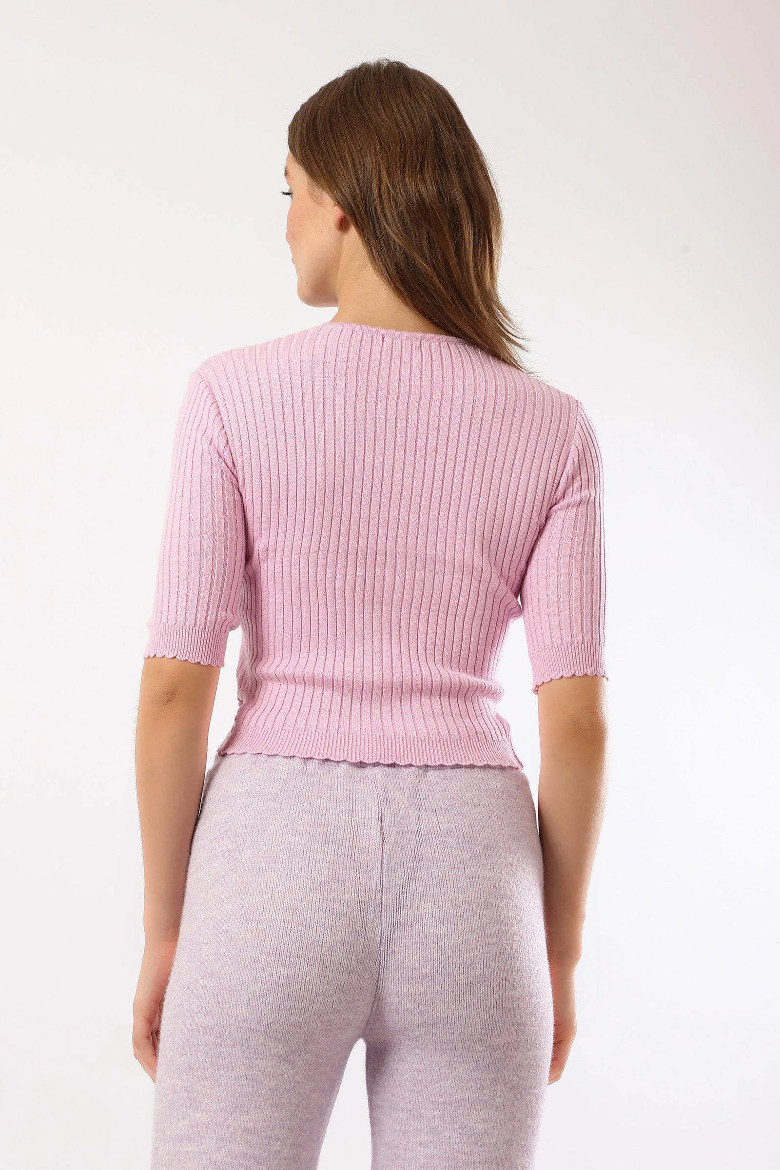 Cropped Ribbed Pullover