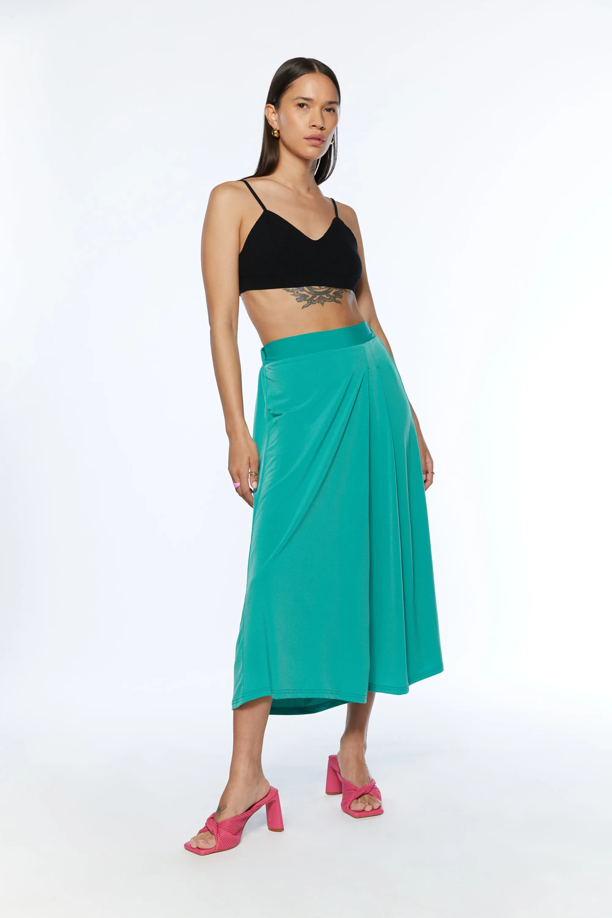 CROPPED WIDE LEG FLOWY PANT