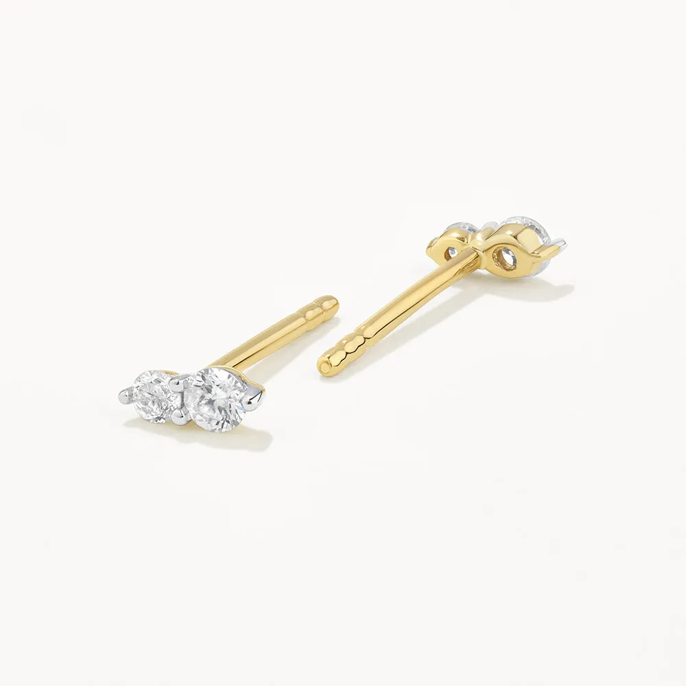 Diamond Twin Cluster Studs in 10k Gold