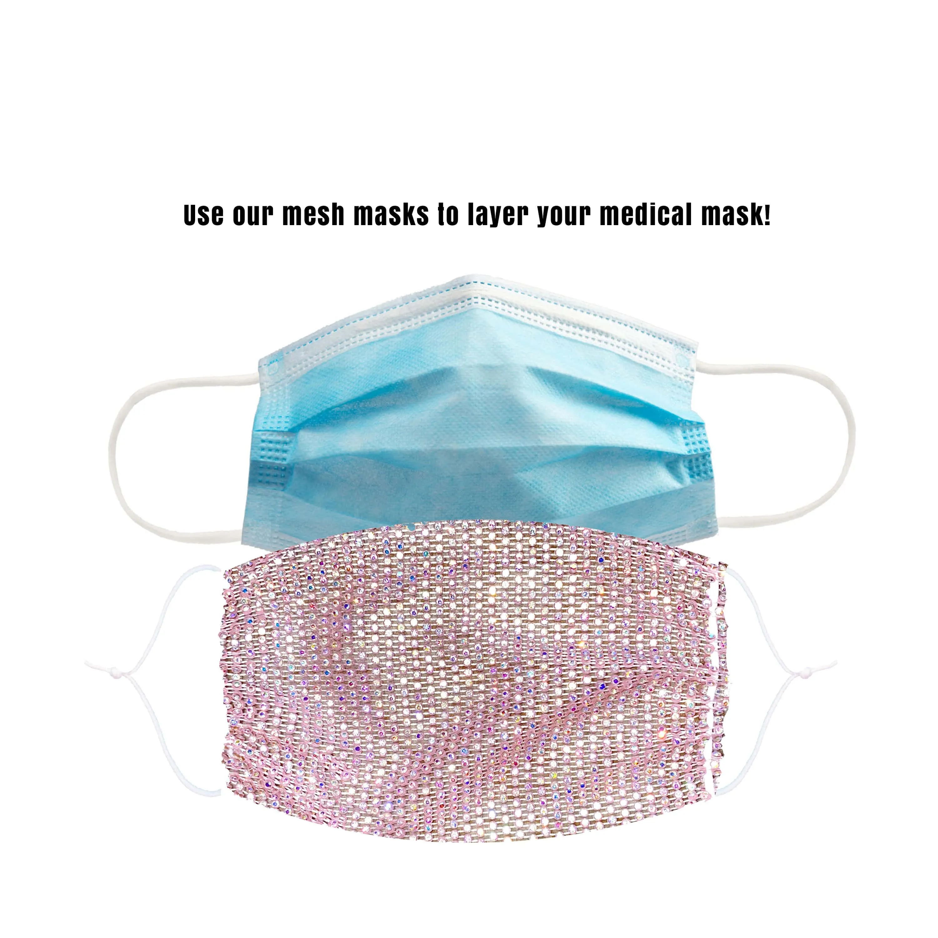 Dona Tell-ya Lavender Crystal Mesh Jewel Face Mask With Adjustable Loops