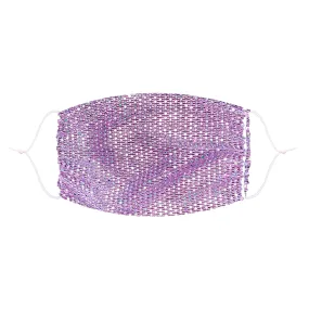 Dona Tell-ya Lavender Crystal Mesh Jewel Face Mask With Adjustable Loops