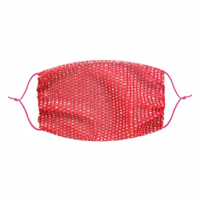 Edge of Glorie Hot Neon Pink Crystal Mesh Jewel Face Mask With Adjustable Loops