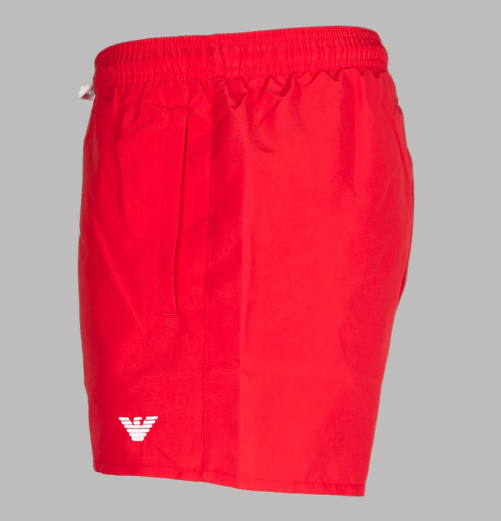 Emporio Armani Embroidered Logo Swim Shorts Red