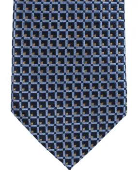 Ermenegildo Zegna Silk Tie Navy Blue Taupe Geometric