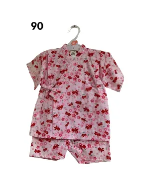 Girls 2pc Jinbei - Gold fish and flowers print.