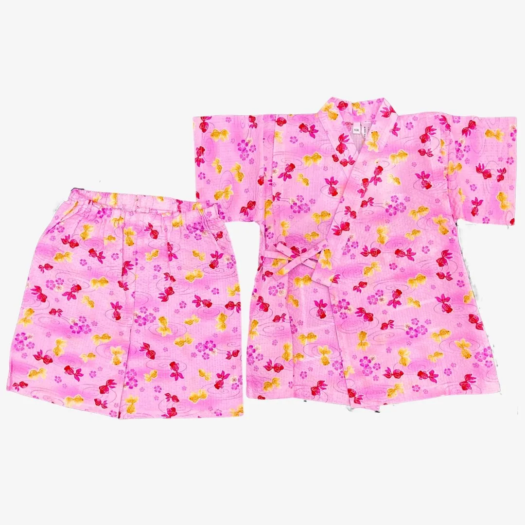 Girls 2pc Jinbei - Gold fish pattern