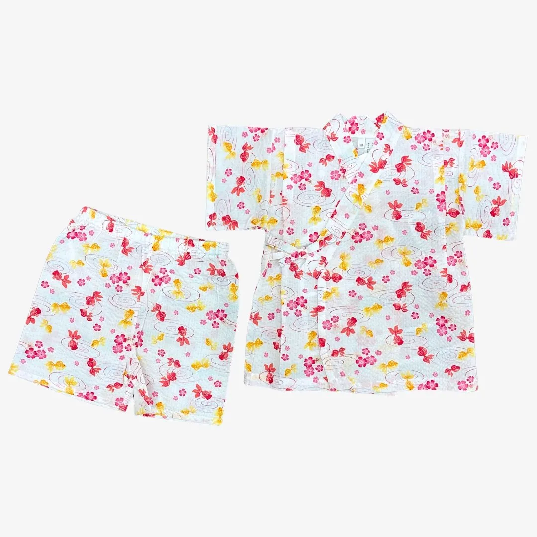 Girls 2pc Jinbei - Gold fish pattern