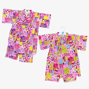 Girls 2pc Jinbei - patch work pattern