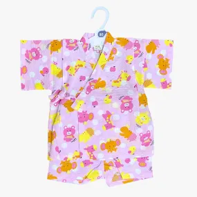 Girls 2pc Jinbei - Pink with animal print