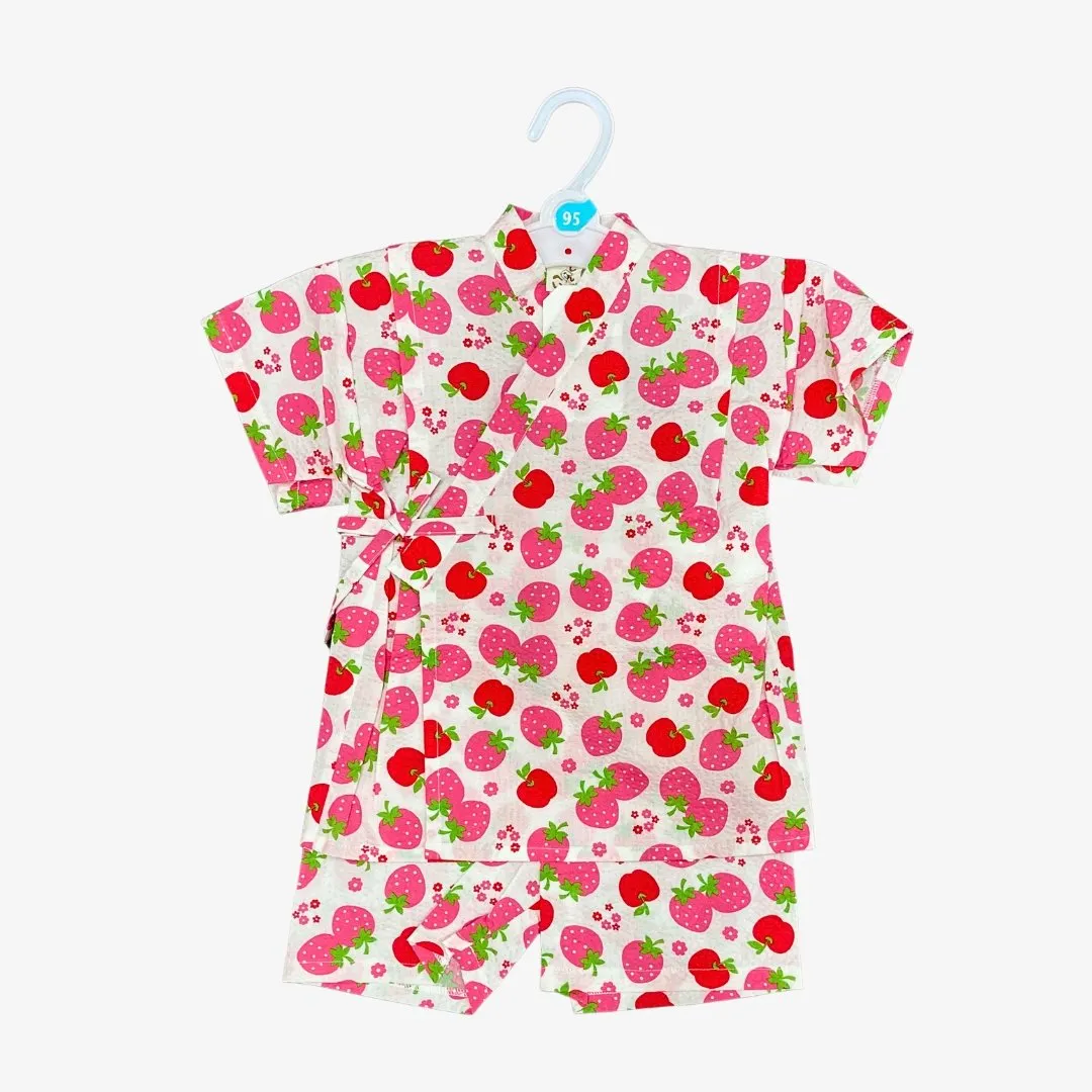 Girls 2pc Jinbei - Strawberries and apples pattern