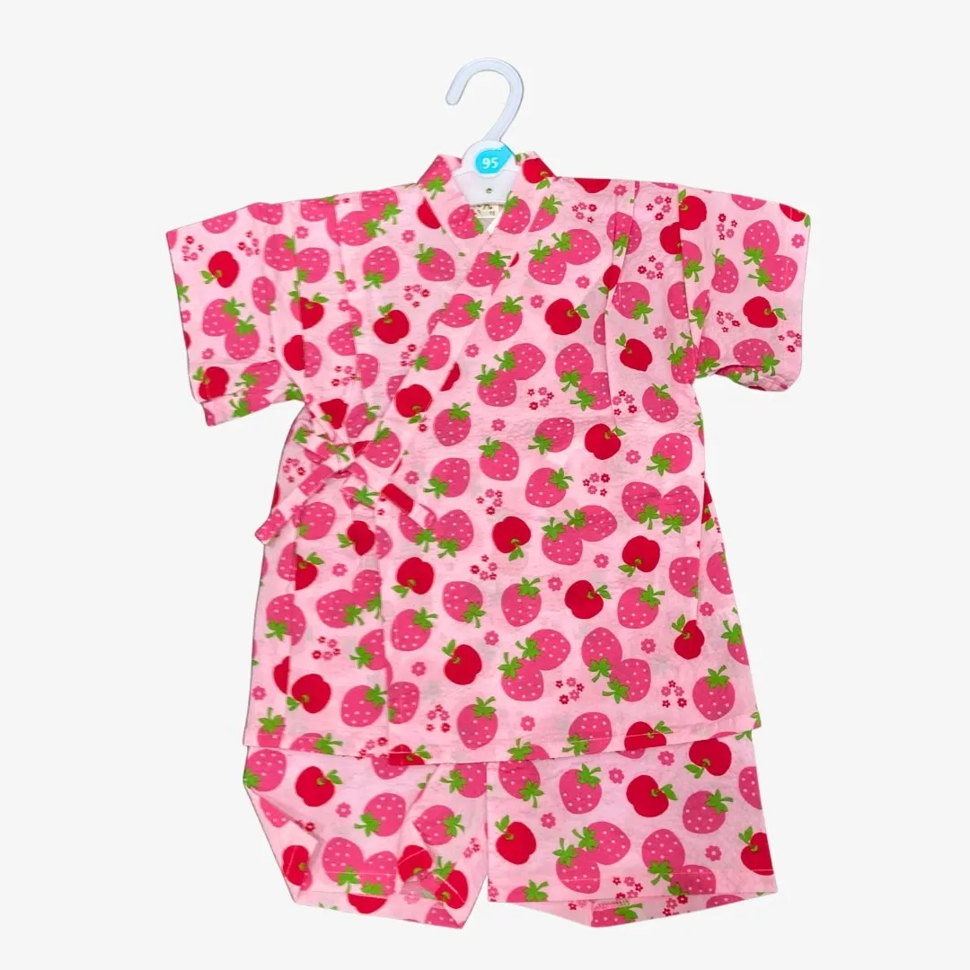 Girls 2pc Jinbei - Strawberries and apples pattern