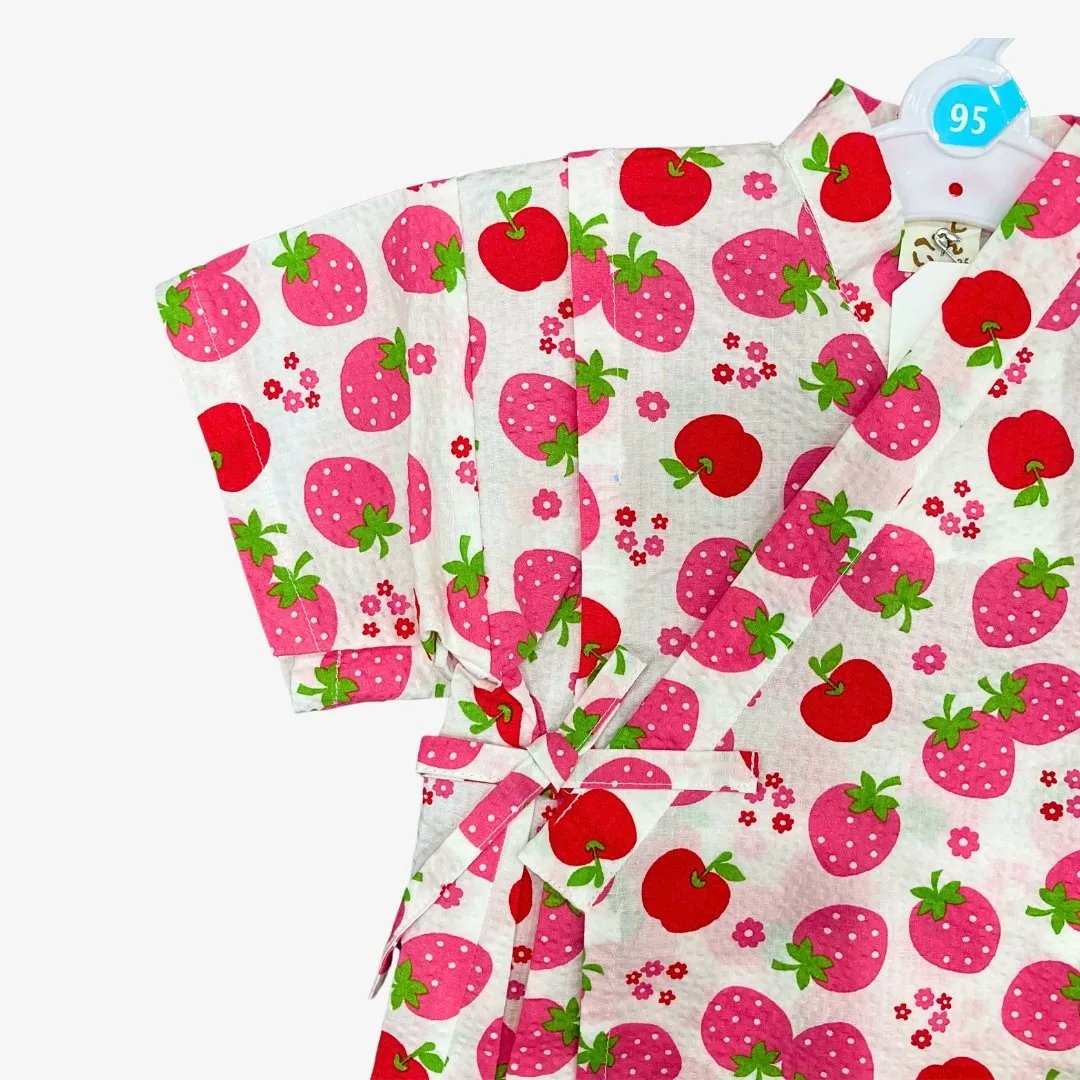 Girls 2pc Jinbei - Strawberries and apples pattern