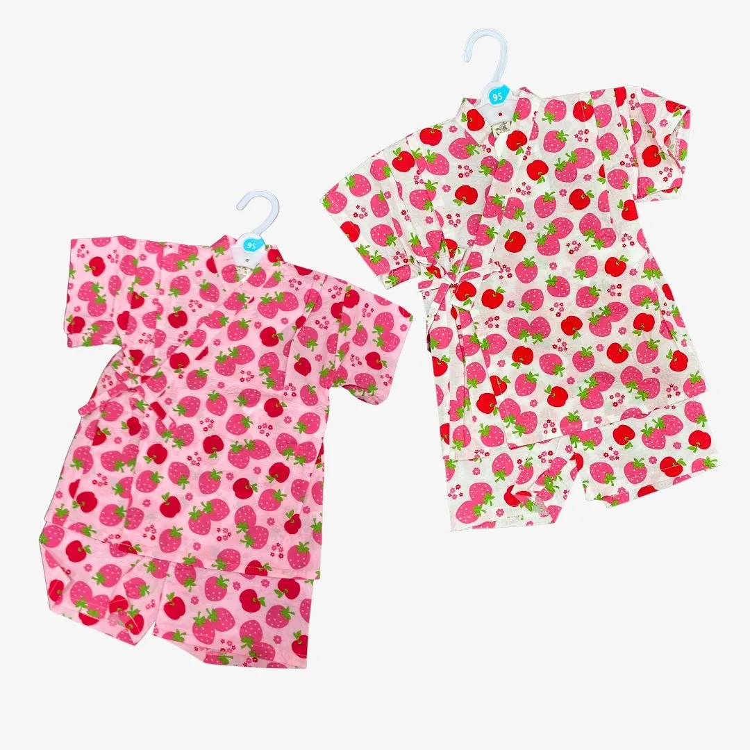 Girls 2pc Jinbei - Strawberries and apples pattern