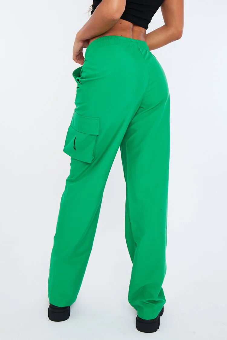 Green Straight Leg Cargo Trousers - Aida