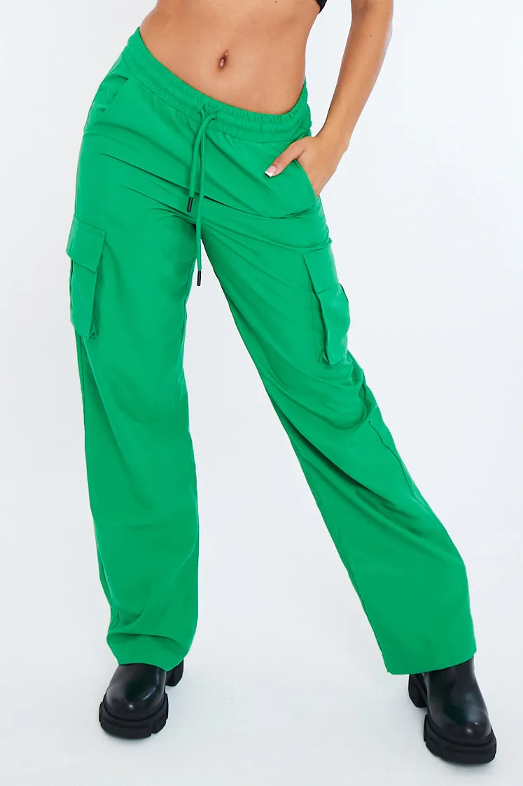 Green Straight Leg Cargo Trousers - Aida