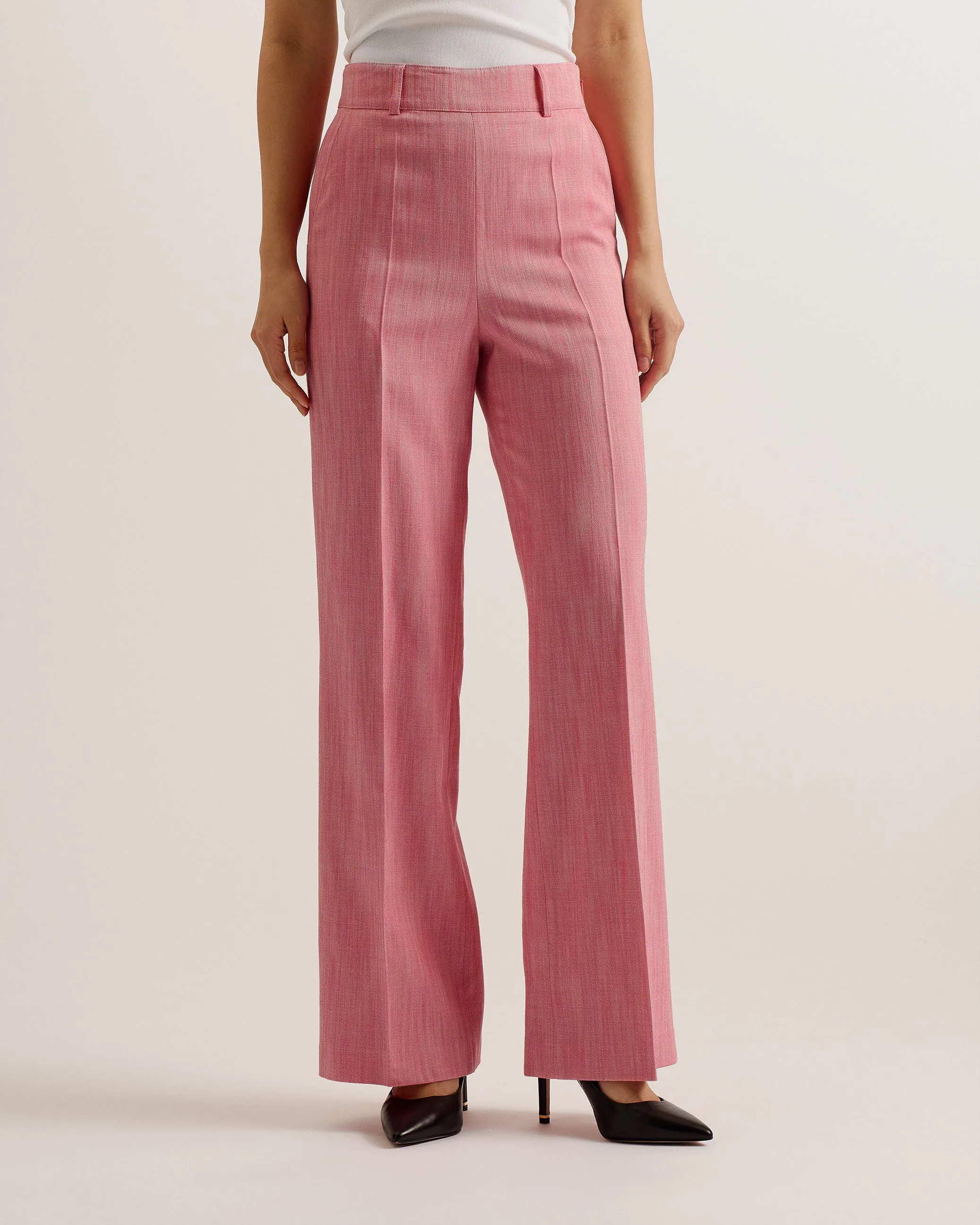 Hirokot Tailored Wide Leg Woven Trousers Pl-Pink