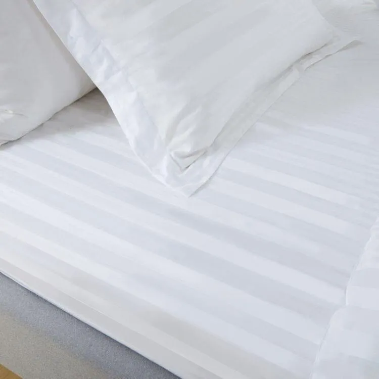 Hotelier Prestigio -  White Sateen Stripe Bundle Bed Set