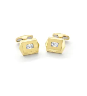 Jazz Yellow Gold Ashoka Diamond Cufflinks