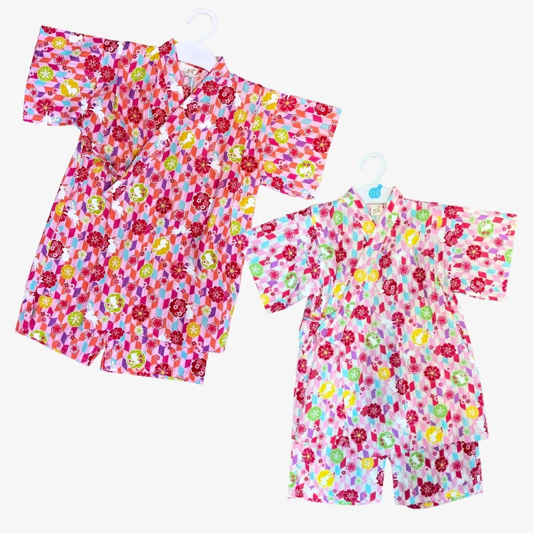 Jinbei Girls - Bunnies and sakura pattern