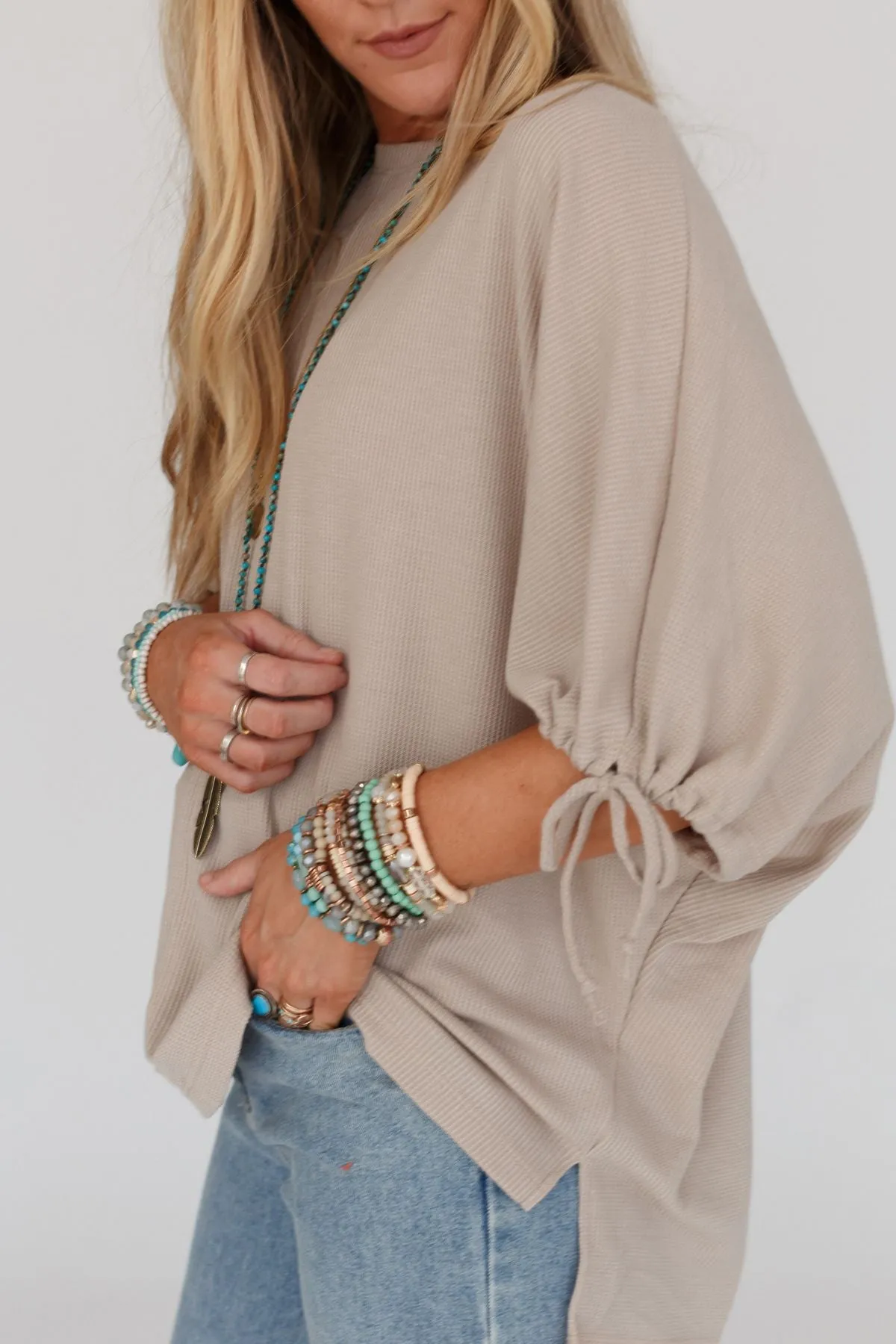 Little Lark Puff Sleeve Tee - Taupe