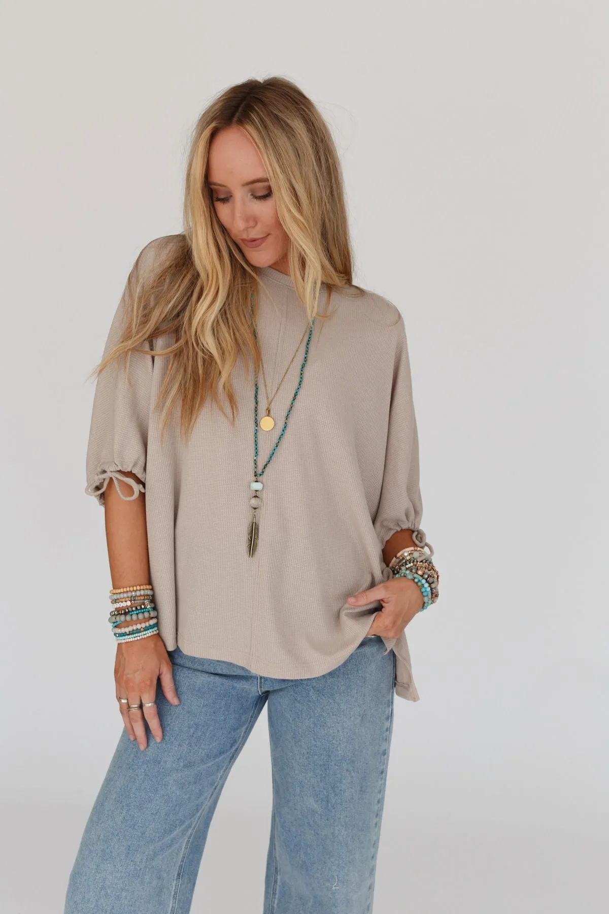 Little Lark Puff Sleeve Tee - Taupe