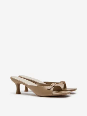 LUNA BLU Taupe Buckle-Detailed Heel Sandals