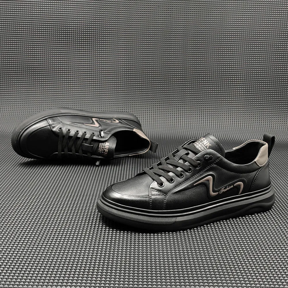 Men Fashion Minimalist Leather Flat Casual Shoes