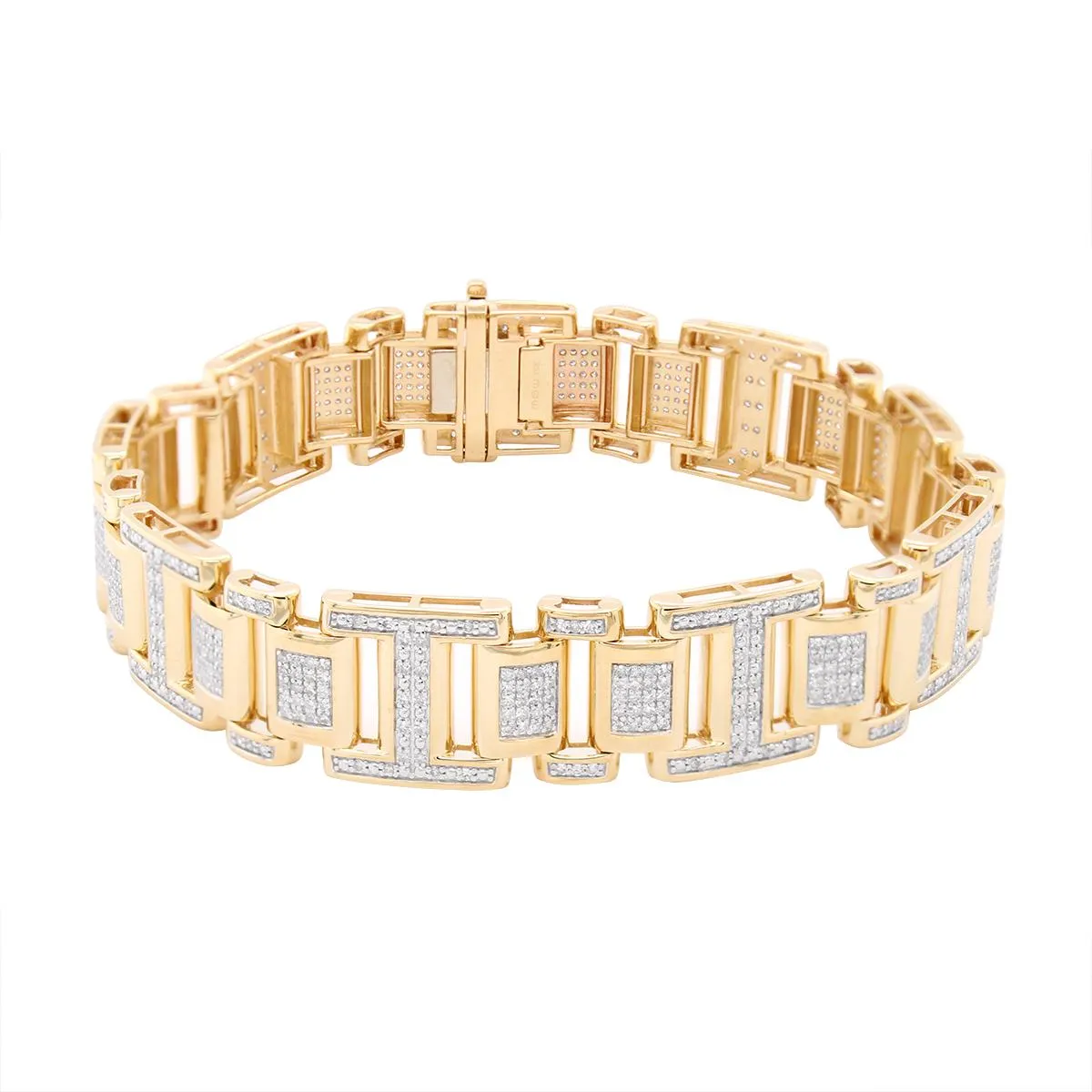 MEN'S MODERN YELLOW GOLD BRACELET WITH 576 ROUND CUT DIAMONDS, 2 1/2 CT TW