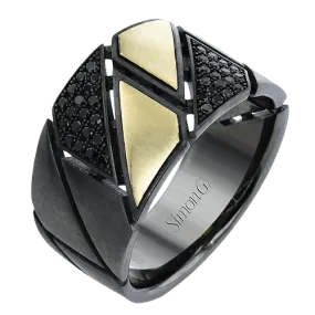 Men's Ruthenium Ring In 14k Gold With Diamonds