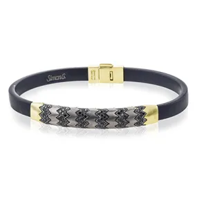 Men's Titanium Bracelet In 14k Gold With Black Diamonds