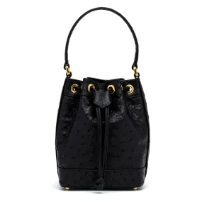 Petite Isla Tote in Black Ostrich