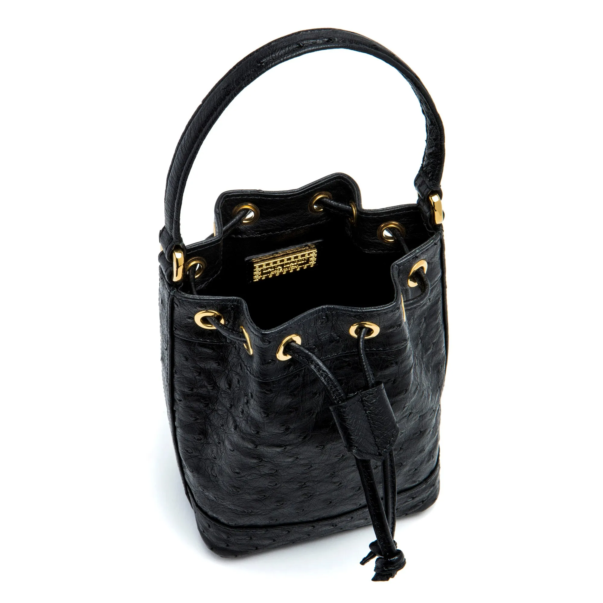 Petite Isla Tote in Black Ostrich