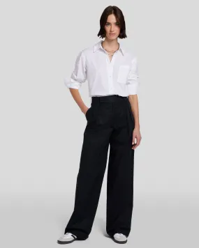 Pleated Poplin Trouser in Black