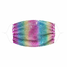 Poker Facie Rainbow Crystal Mesh Jewel Face Mask With Adjustable Loops