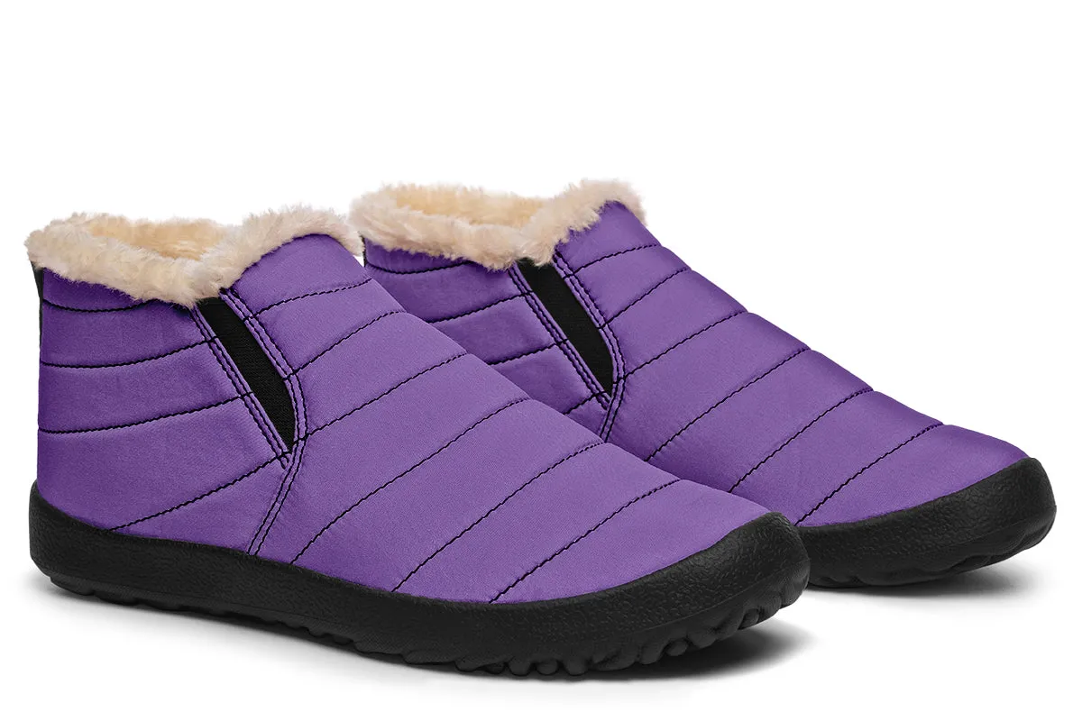 Retro Violet Winter Sneakers - Warm & Easy Slip-On Shoes Lined with Vegan Wool with Anti-Slip Soles