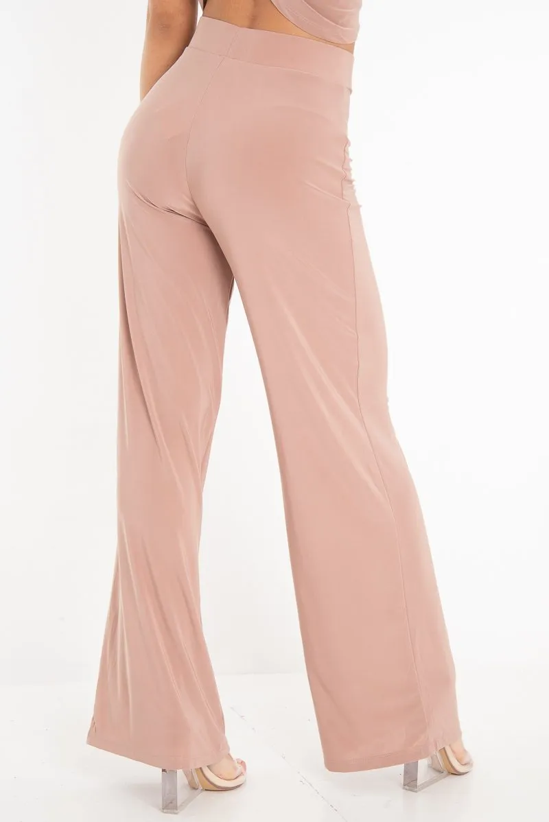 Rose Slinky High Waist Wide Leg Trousers - Traci