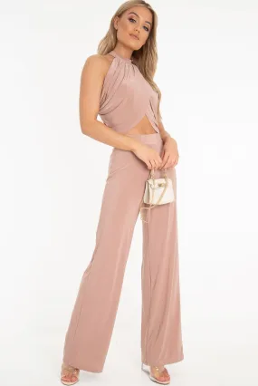 Rose Slinky High Waist Wide Leg Trousers - Traci