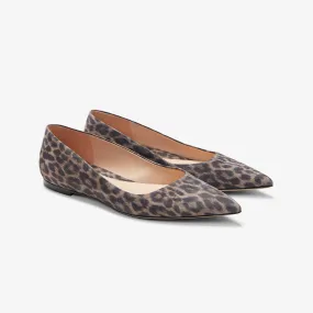 Rowan Flat - Leopard Suede :: Taupe / Black