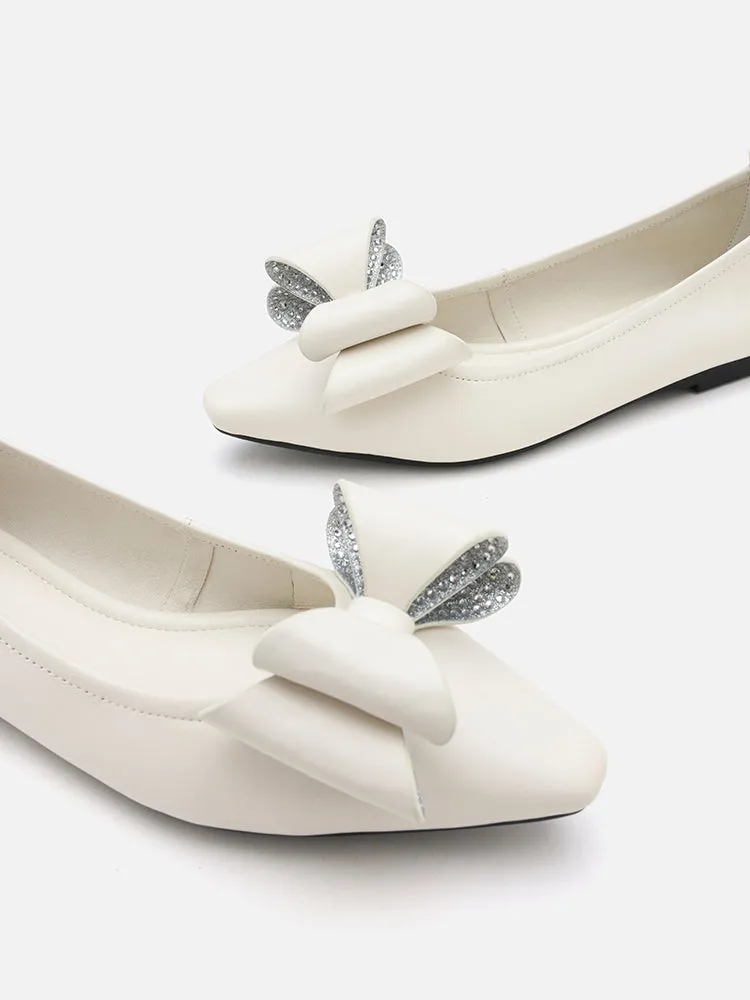 Scarlett Crystal Embellished Double Bow Flats