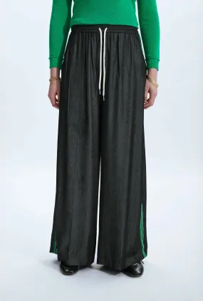 Side Stripe Wide Leg Trousers Black