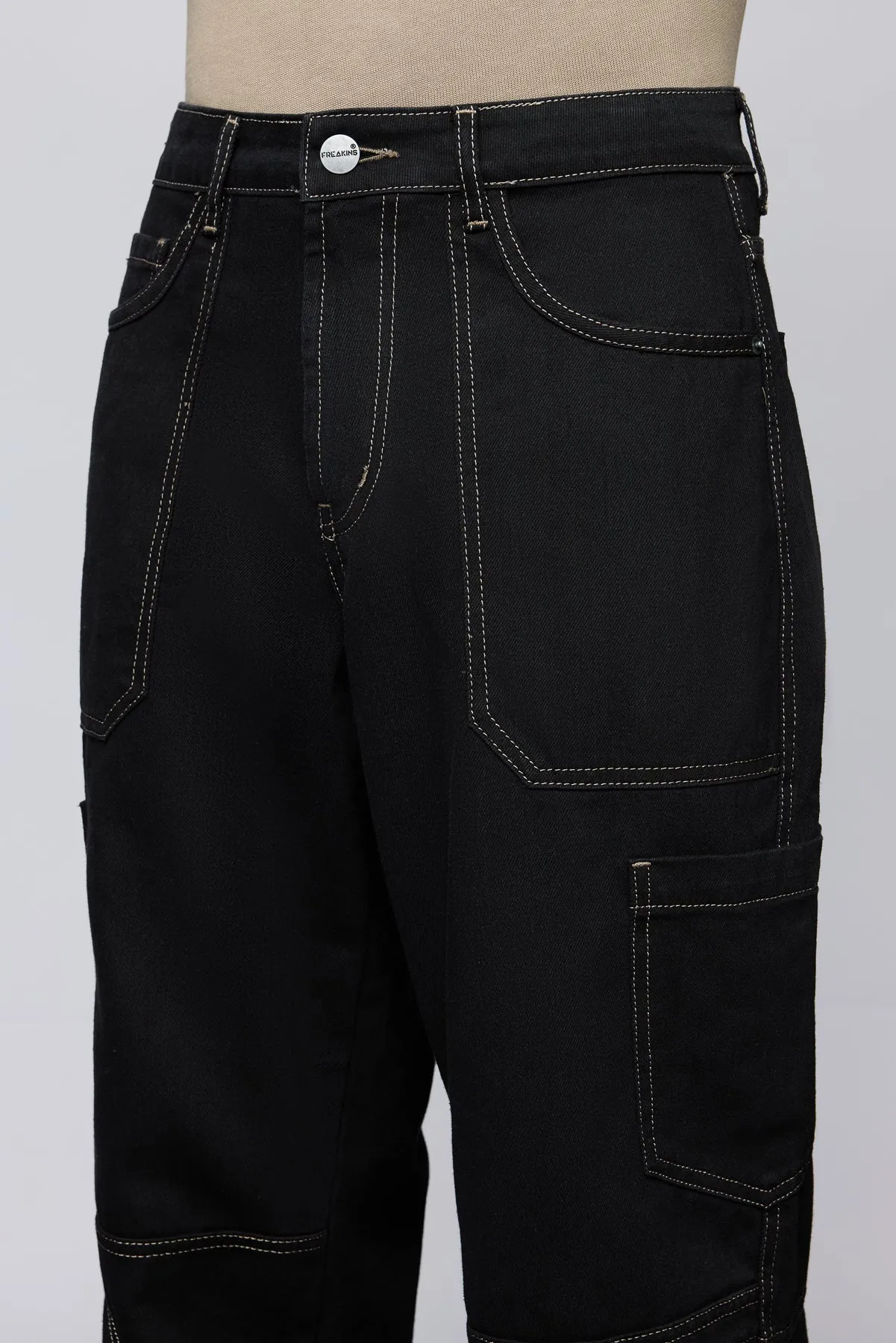 Stealth Stitch Black Men's Cargo Jeans